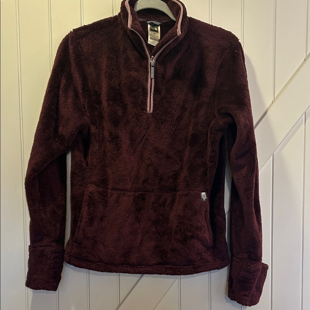 The North Face Maroon Fleece Pullover Quarter Zip, Sz Medium
